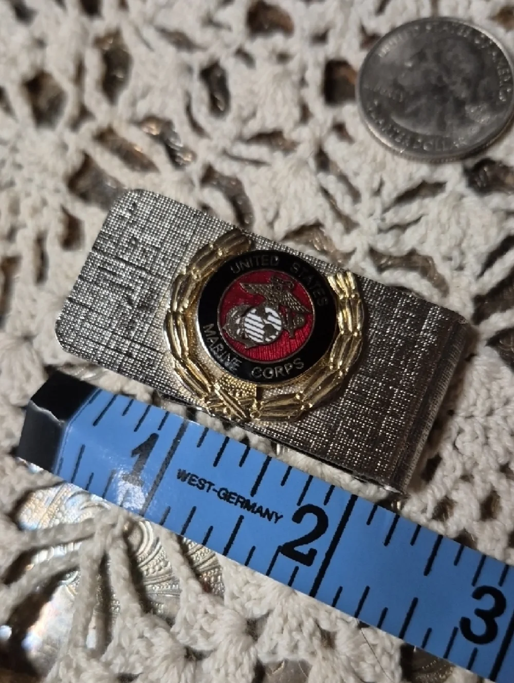 United States Marine Corps Silver & Gold Emblem Money Clip